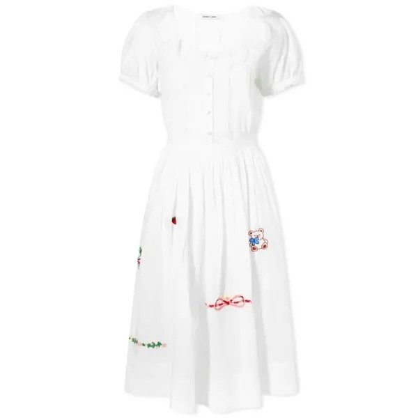 Платье Sandy Liang Beetle Short Sleeve, молочный белый