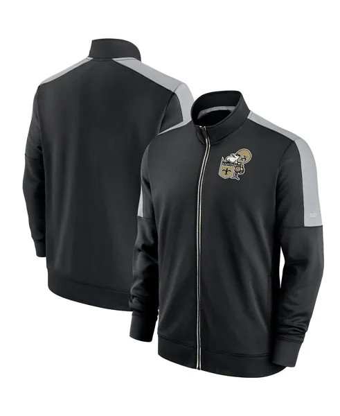 Мужская черная историческая спортивная куртка с молнией во всю длину New Orleans Saints Nike