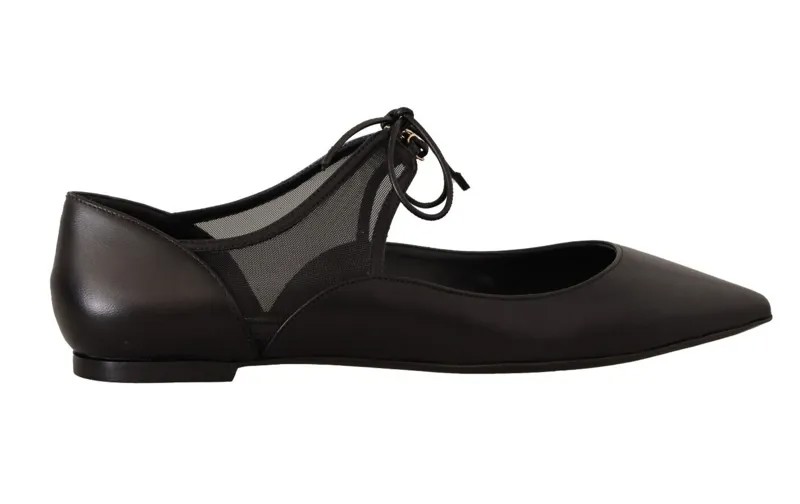 DOLCE - GABBANA Обувь Черные кожаные балетки со шнуровкой и сеткой EU39/US8,5 $600