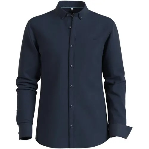 Рубашка Q/S by s.Oliver, длинный рукав, манжеты, однотонная, размер S, синий