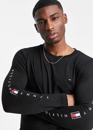 Черный лонгслив с логотипом-флагом Tommy Hilfiger Essential-Черный цвет