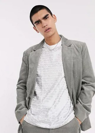 Серый вельветовый oversized-пиджак COLLUSION