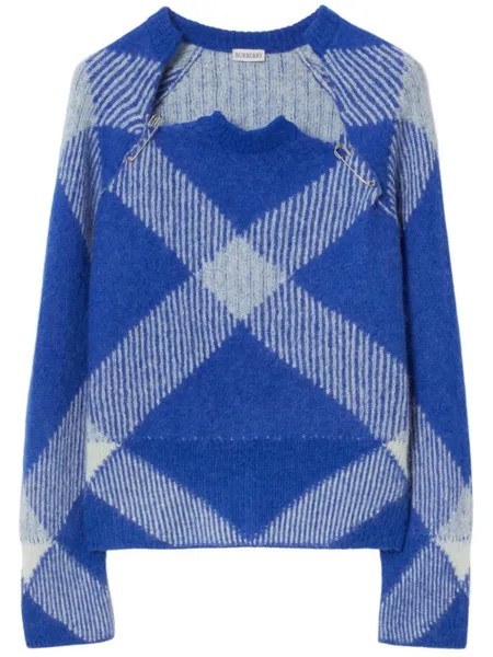 Джемпер Check из смесовой шерсти альпака Burberry, синий