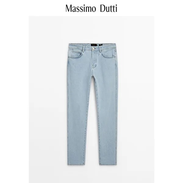 Джинсы мужские классические Massimo Dutti с отбеленным эффектом, синий