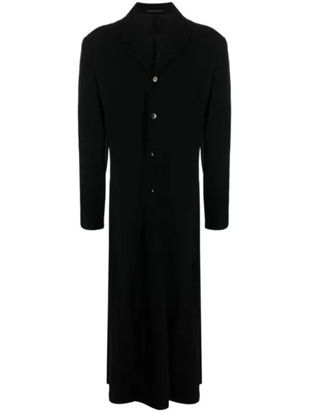 Yohji Yamamoto однобортное пальто с заостренными лацканами, черный