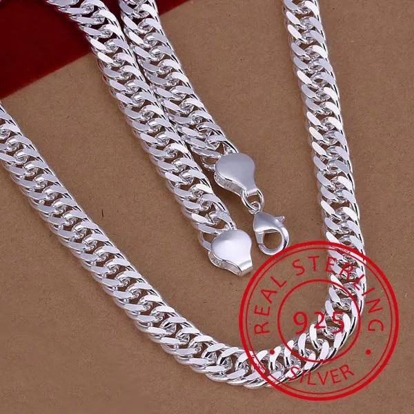 Чистые 925 серебряные ожерелья для мужчин 10 мм цепочка ожерелье Collier 20inch Choker Мода Мужские ювелирные аксессуары Подарки Bijoux
