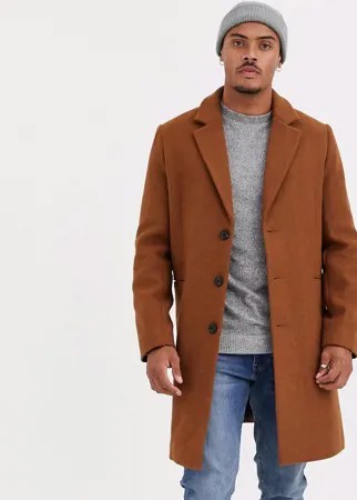 Светло-коричневое пальто с добавлением шерсти ASOS DESIGN-Красный