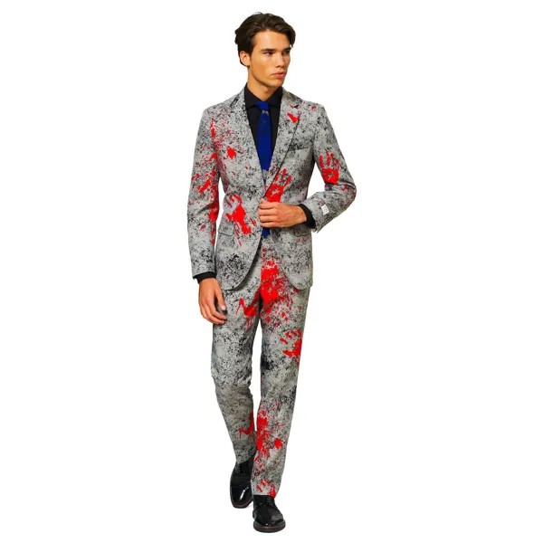 Мужской костюм зомби современного кроя на Хэллоуин OppoSuits, серый\красный