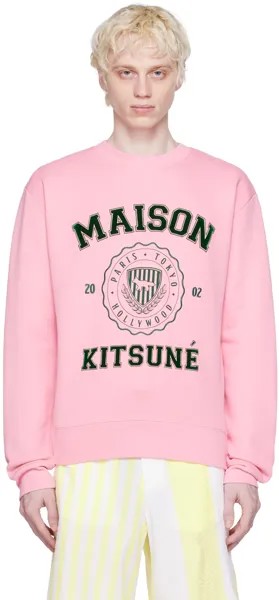 Розовый свитшот для университетской команды Hotel Olympia Edition Maison Kitsune