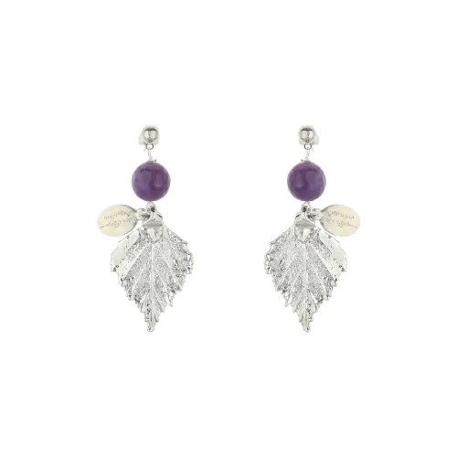 Серьги Ester Bijoux, бижутерный сплав, аметист, серебряный, фиолетовый
