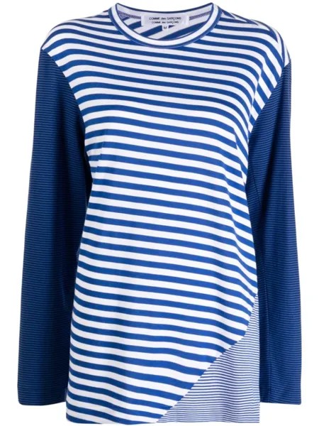 Comme Des Garçons Comme Des Garçons полосатая толстовка в технике пэчворк, синий