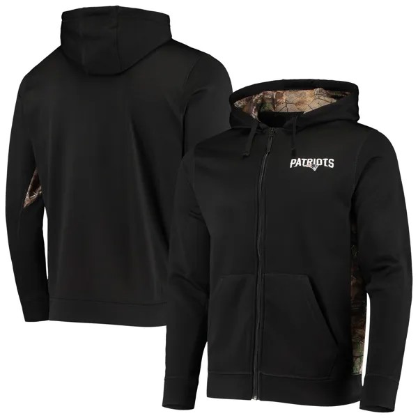 Мужская толстовка с капюшоном Dunbrooke Black/Realtree Camo New England Patriots Decoy Tech Fleece с молнией во всю длину