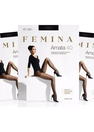 Шелковистые женские колготки Femina, Amata 40 den набор 3 шт., черный, размер 2