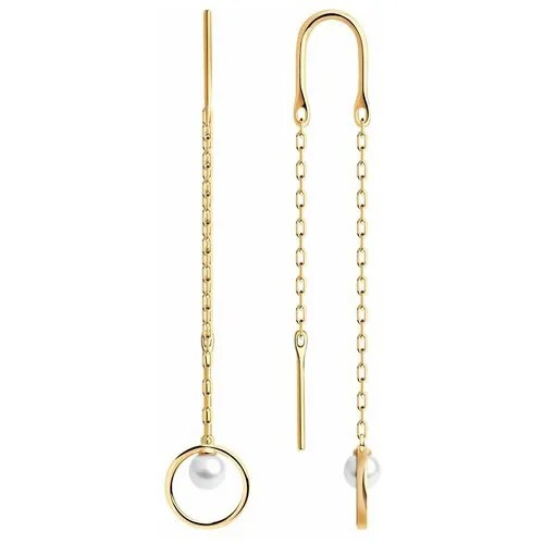 Серьги Diamant, красное золото, 585 проба, жемчуг
