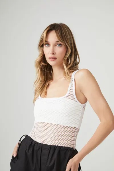 Боди-майка в сеточку Forever 21, белый