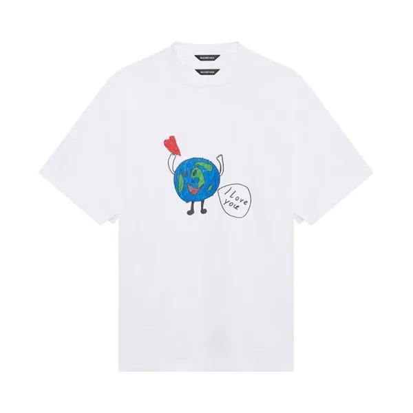 Футболка Balenciaga Love Earth Flatground Large Fit T-Shirt 'White', белый