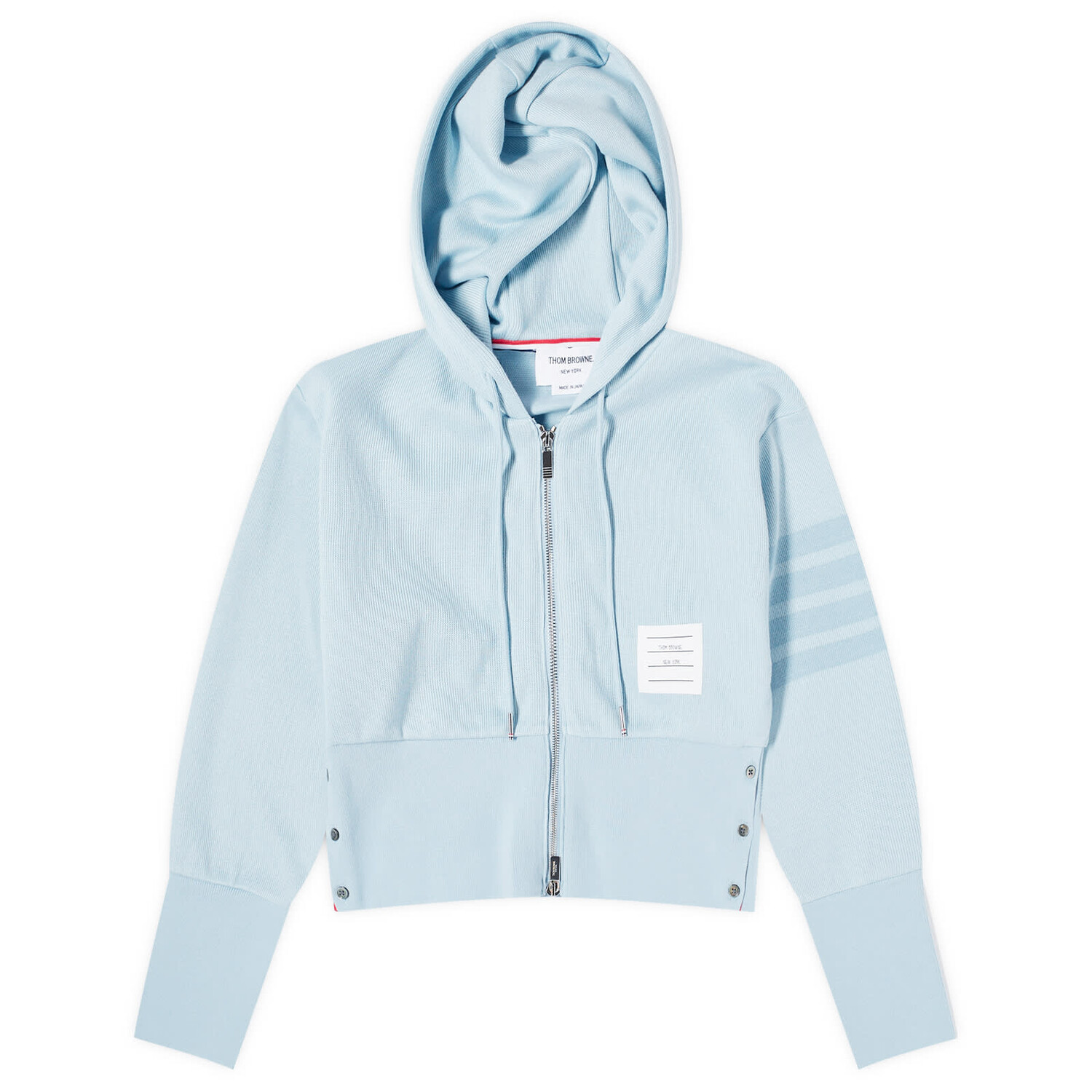 Худи Thom Browne Zip Up 4 Bar Tonal Hoodie, цвет Light Blue