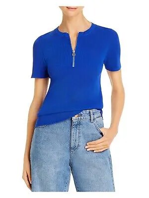 HELMUT LANG Женская синяя футболка с короткими рукавами и воротником на молнии S