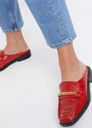 Красные кожаные мюли с эффектом крокодиловой кожи ASOS DESIGN Munro-Красный