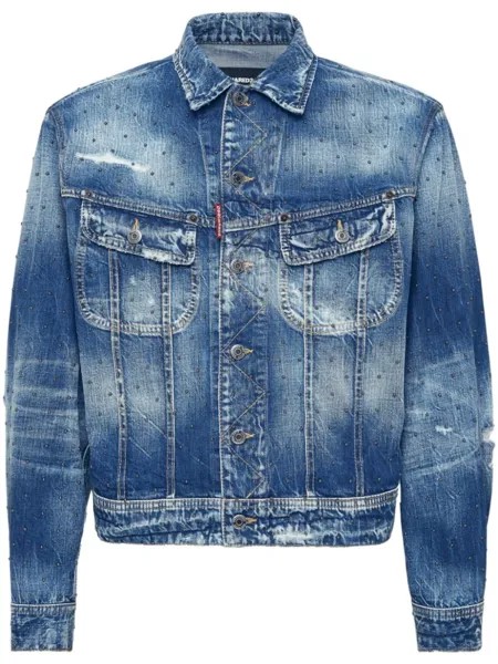 DSQUARED2 джинсовая куртка с бисером, синий