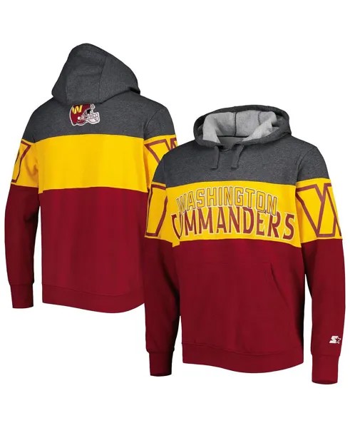 Мужская темно-серая, бордовая толстовка с капюшоном washington commanders extreme pullover Starter, мульти