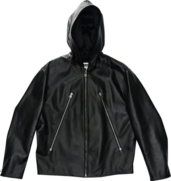 Куртка MM6 Maison Margiela Hooded Leather 'Black', черный