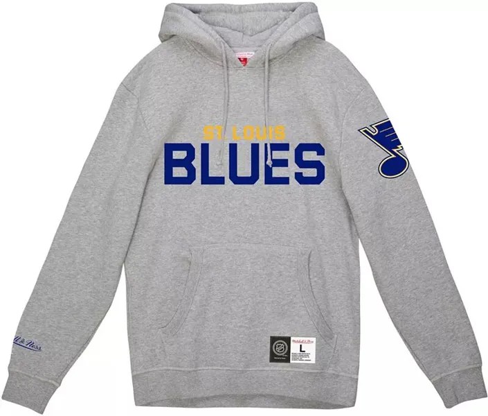 Серый пуловер с капюшоном Mitchell & Ness St. Louis Blues All In Current