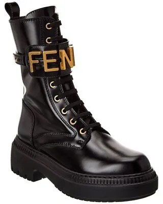 Женские кожаные байкерские ботинки Fendi Fendigraphy