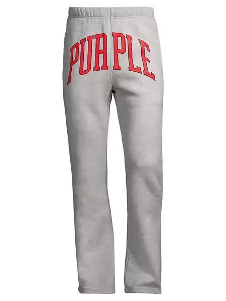 Расклешенные спортивные штаны из флиса с логотипом Purple Brand, цвет heather