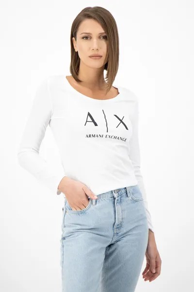 Приталенная блузка с логотипом Armani Exchange, черный