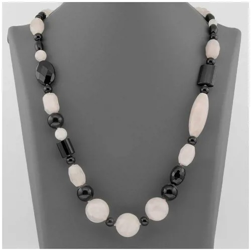 Бусы Minera, розовый кварц, оникс, агат, длина 68 см