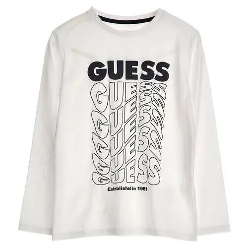 Лонгслив GUESS, хлопок, размер 16, белый