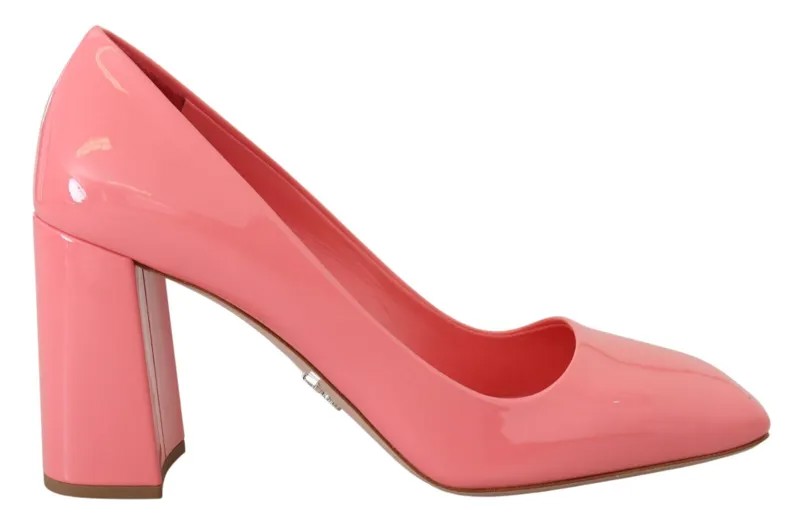 PRADA Shoes Розовые туфли-лодочки из лакированной кожи на блочном каблуке, классические EU40 / 9,5 долларов США 1200 долларов США