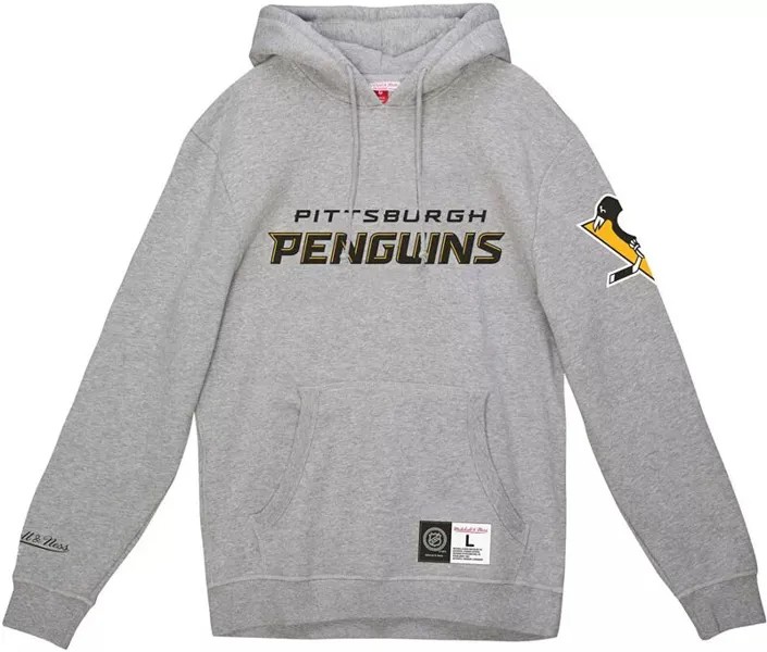Серый пуловер с капюшоном Mitchell & Ness Pittsburgh Penguins All In Current