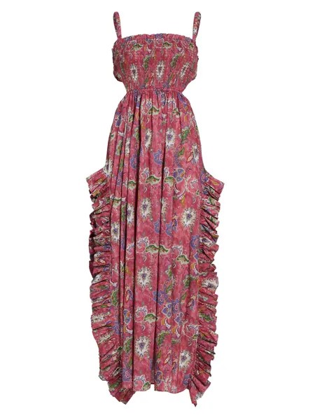 Платье макси Margo с оборками и цветочным принтом CAROLINE CONSTAS, розовый