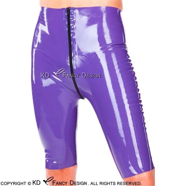 Фиолетовые сексуальные латексные боксеры с передней полной молнией резиновые Боксеры Нижнее белье DK-0112
