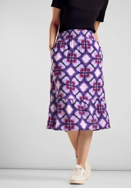 Юбка из джерси STREET ONE с графическим узором, цвет Bellflower Lilac