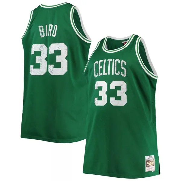 Мужская майка Mitchell & Ness Larry Bird Kelly Green Boston Celtics Big & Tall 1985-86 годов НБА с бриллиантами и 75-летием Diamond Swingman