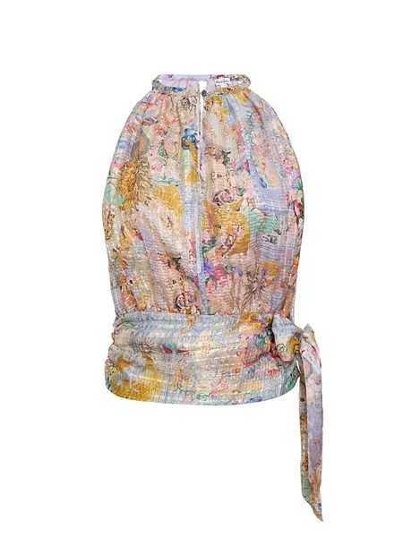 Топ Ava из шелковой смеси животных Robert Graham, мультиколор