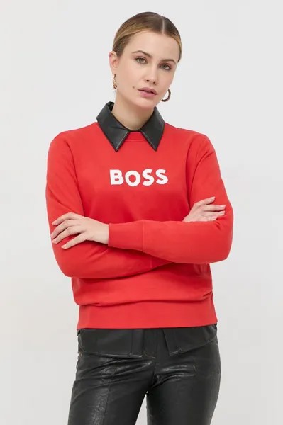 Хлопковая толстовка Boss, красный