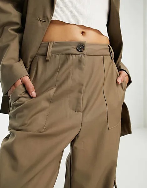 Коричневые брюки карго в стиле милитари Object сшитые на заказ