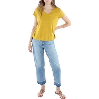 Женская хлопковая футболка с v-образным вырезом Eileen Fisher BHFO 5377