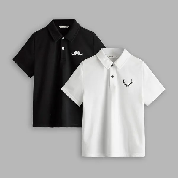 2 пары рубашек-поло с вышивкой для мальчиков