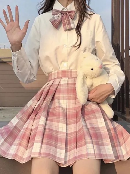 Женская плиссированная мини-юбка JMPRS, летняя юбка с бантом и высокой талией, трапециевидная Сексуальная японская юбка в стиле Харадзюку