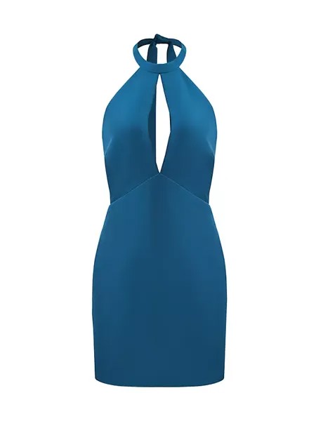 Мини-платье Jace из крепа с воротником халтер Halston, цвет jasper