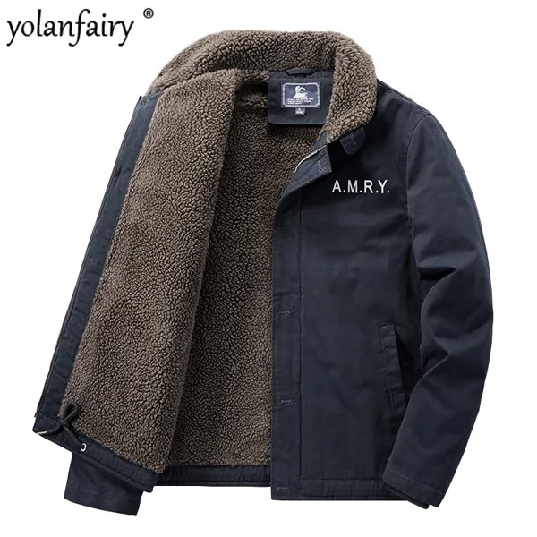 Зимнее пальто Yolanfairy, мужские парки, утепленные теплые мужские пальто, куртка в стиле сафари, мужская одежда с хлопковой подкладкой, пальто д...