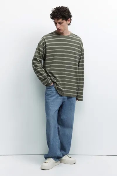 Лонгслив oversize хлопковый с принтом в полоску