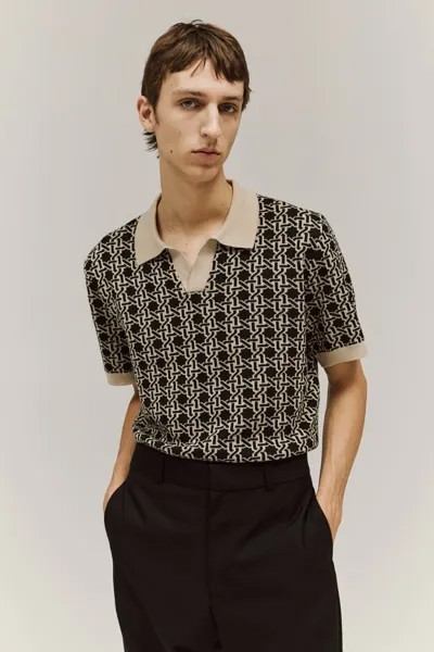 Рубашка-Поло жаккардового трикотажа обычного кроя H&M, бежевый