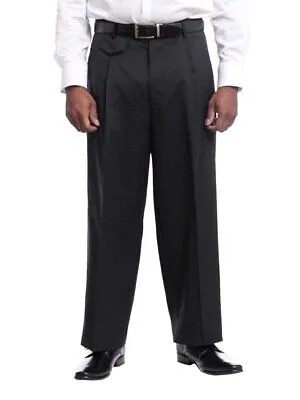 Мужские однотонные черные шерстяные классические брюки с черным бриллиантом