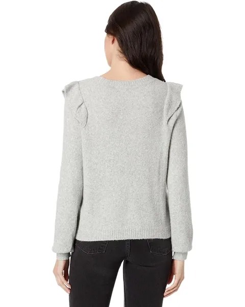 Свитер Lilla P Easy Ruffle Crew Neck Sweater, пепельный